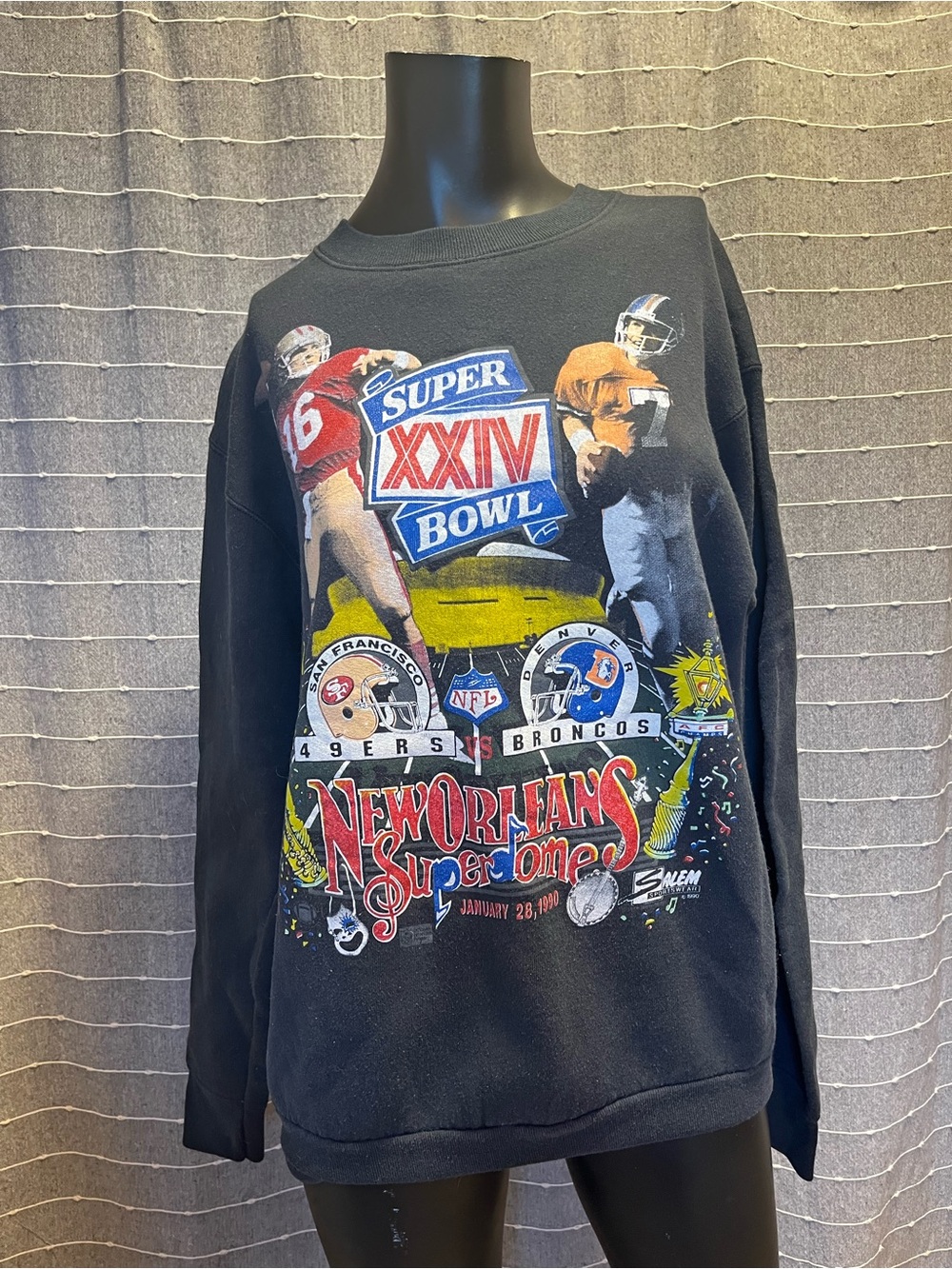 Vintage Super Bowl XXIV San Francisco 49’s & Denver Broncos Crewneck Sweater